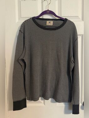 J. Crew Vintage Thermal Striped Top - Black & Gray